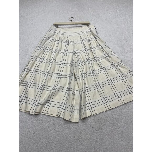 Anthropologie Maeve Pleated Culottes Women Ivory Preppy Vacay Retro Size 14P New - Picture 2 of 16